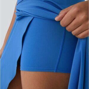 HALARA Breezeful High Waist Hi-Low 2-in1 Flowy Maxi Skirt Large Nebulas Blue